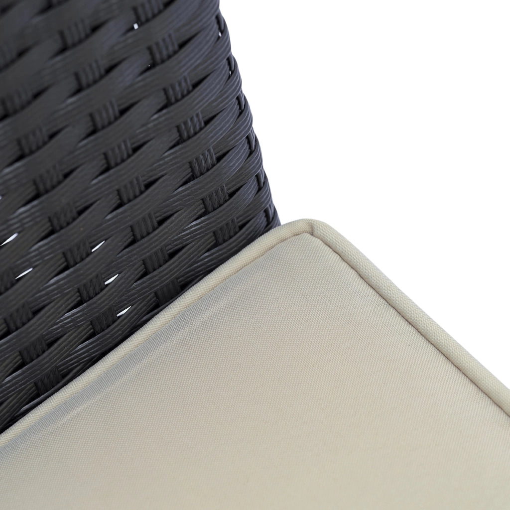 Set da giardino con tavolo da pranzo e 6 sedie ¨C Zephmum ¨C Polyrattan, acacia, nero e beige