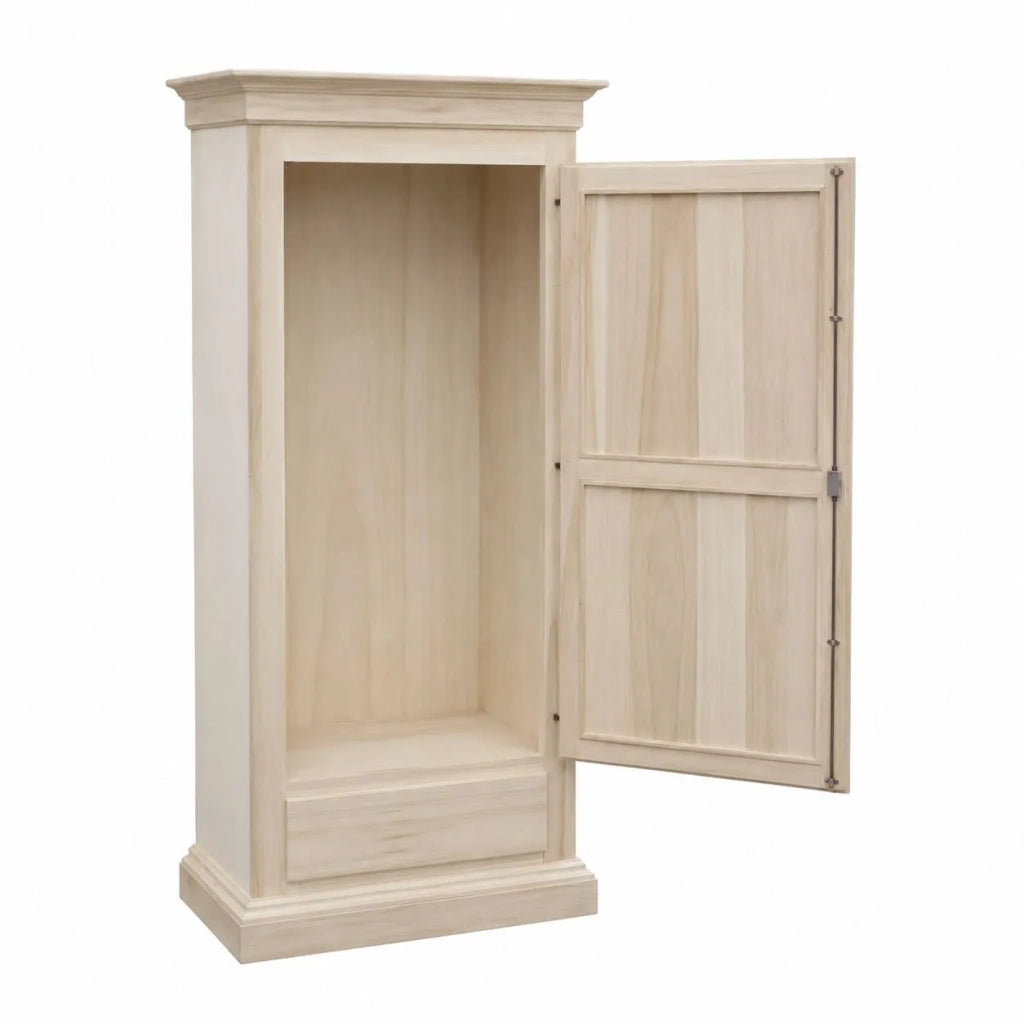 Armadio in legno 1 porta 1 cassetto grezzo  l.96 p.56 h.197 (1706) - Mobili 2G