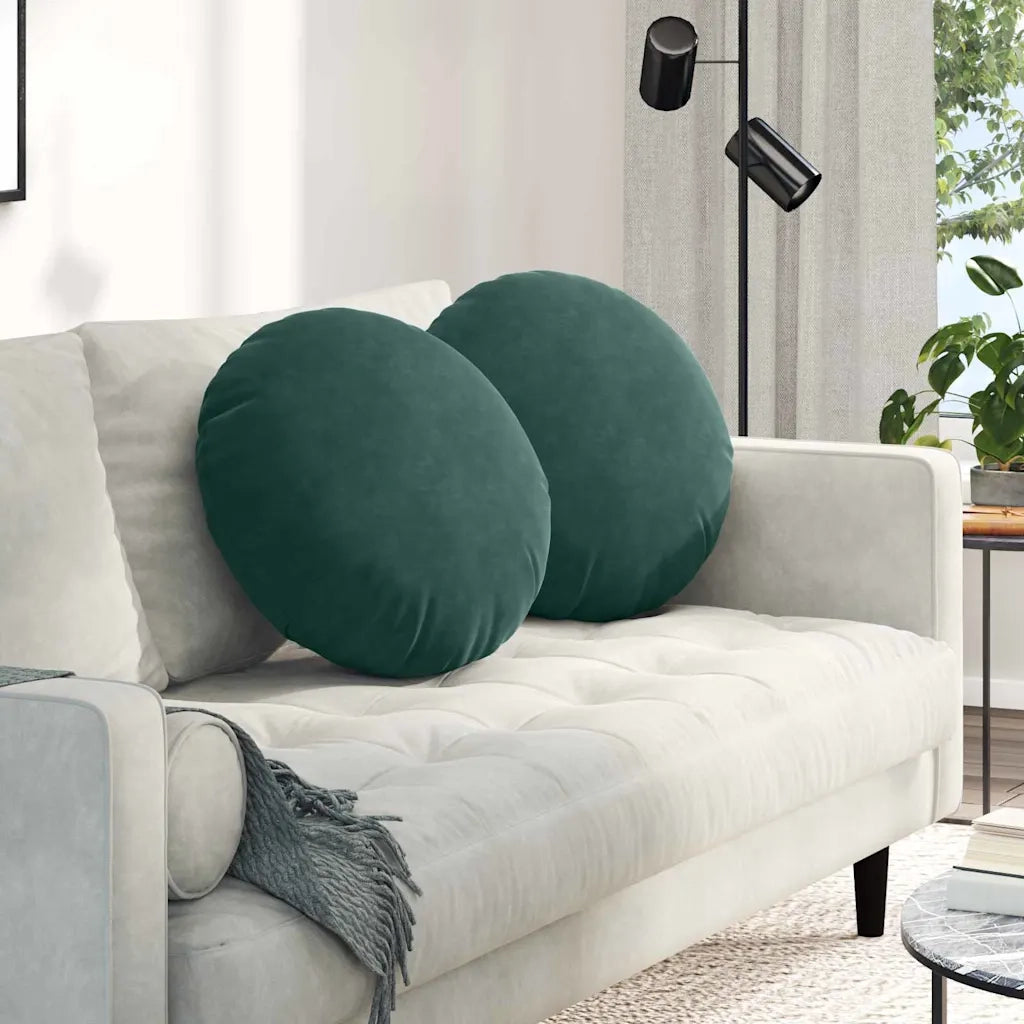 Cuscini per Seduta 2 pcs Verde Scuro Ø50 x 19 cm Velluto