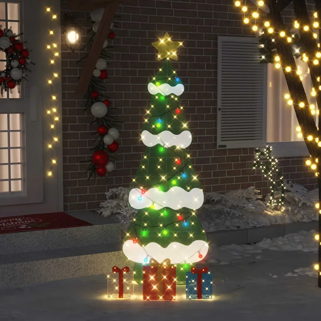 Albero di Natale Illuminato con 3 Scatole Regalo 2D Bianco Caldo