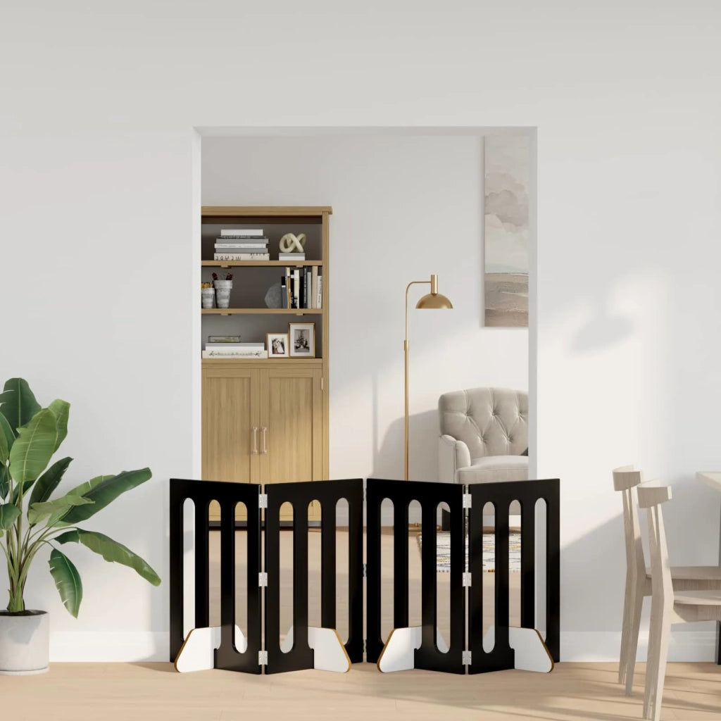 Recinto pieghevole per animali 4 pz Rovere Nero CFW7644523