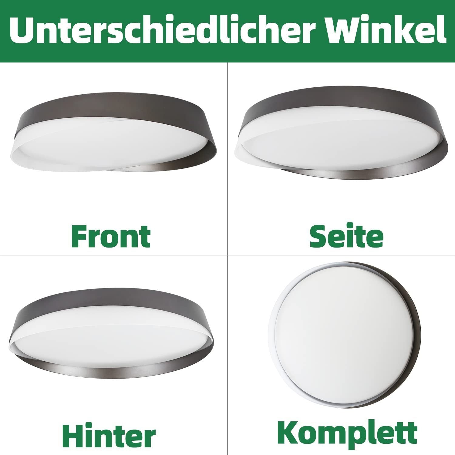 ZMH Lampada da soffitto plafoniera LED moderna nera 36W dimmerabile telecomando