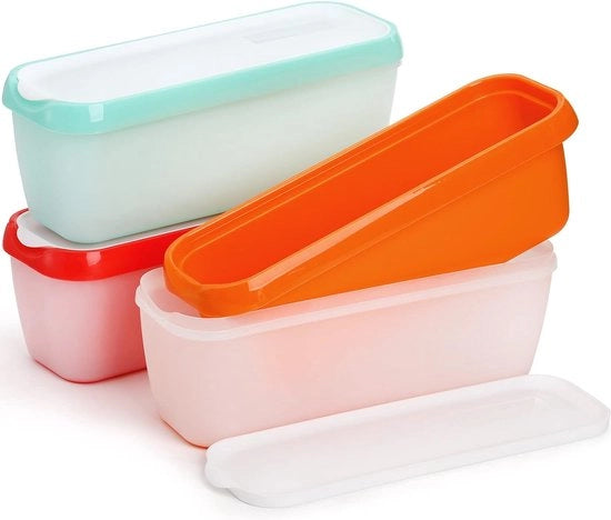 Set di 3 contenitori per ghiaccio, contenitori per ghiaccio da 1,5 litro per ghiaccio, ciotole per ghiaccio autoconfezionate con coperchio, contenitori per sorbetti congelati, contenitori congelati, liberi da BPA