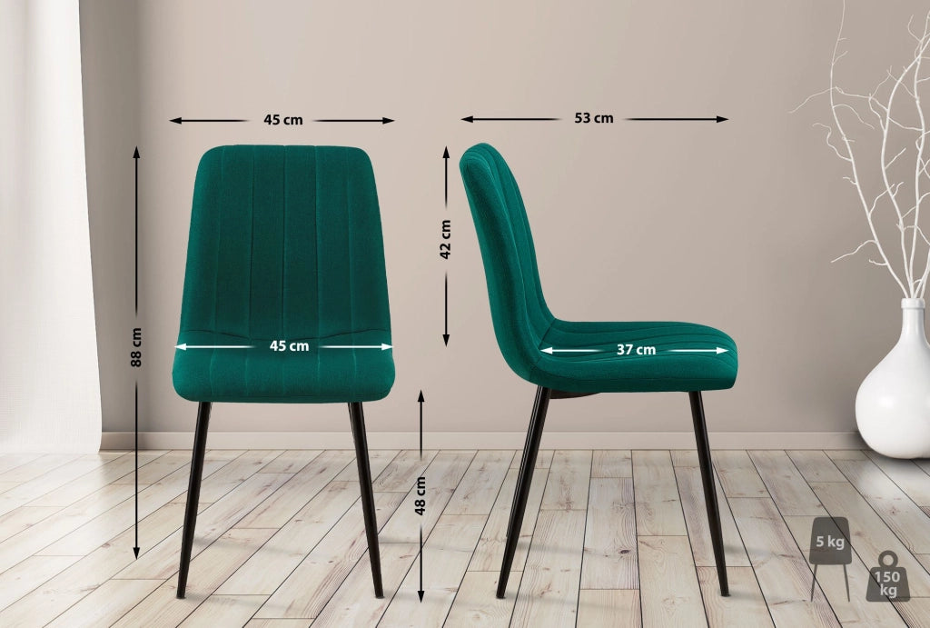 Sedia Dijon in velluto o tessuto Tessuto,Verde scuro