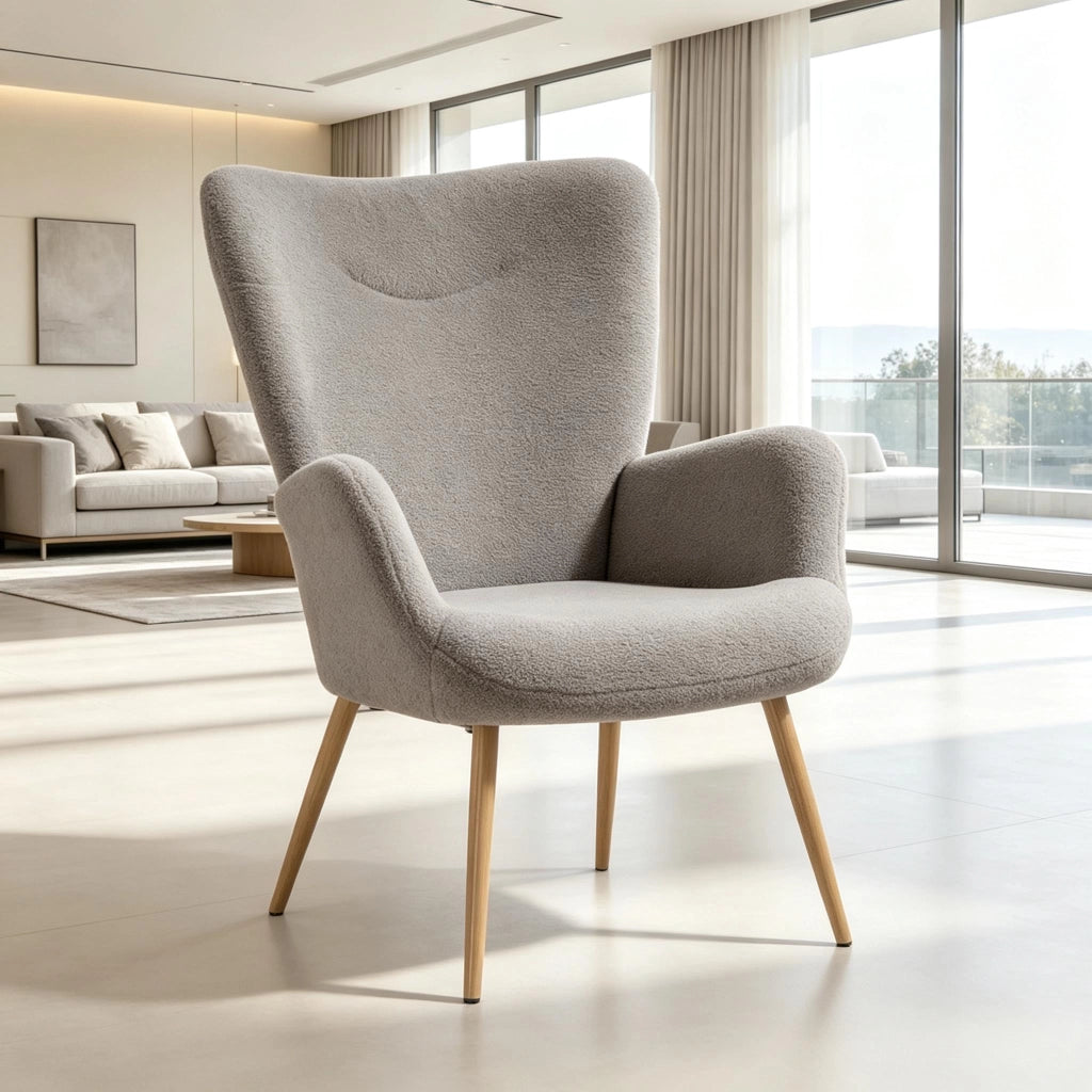 POLTRONA Lounge 71x74x97,5 cm Grigio in tessuto effetto frotté