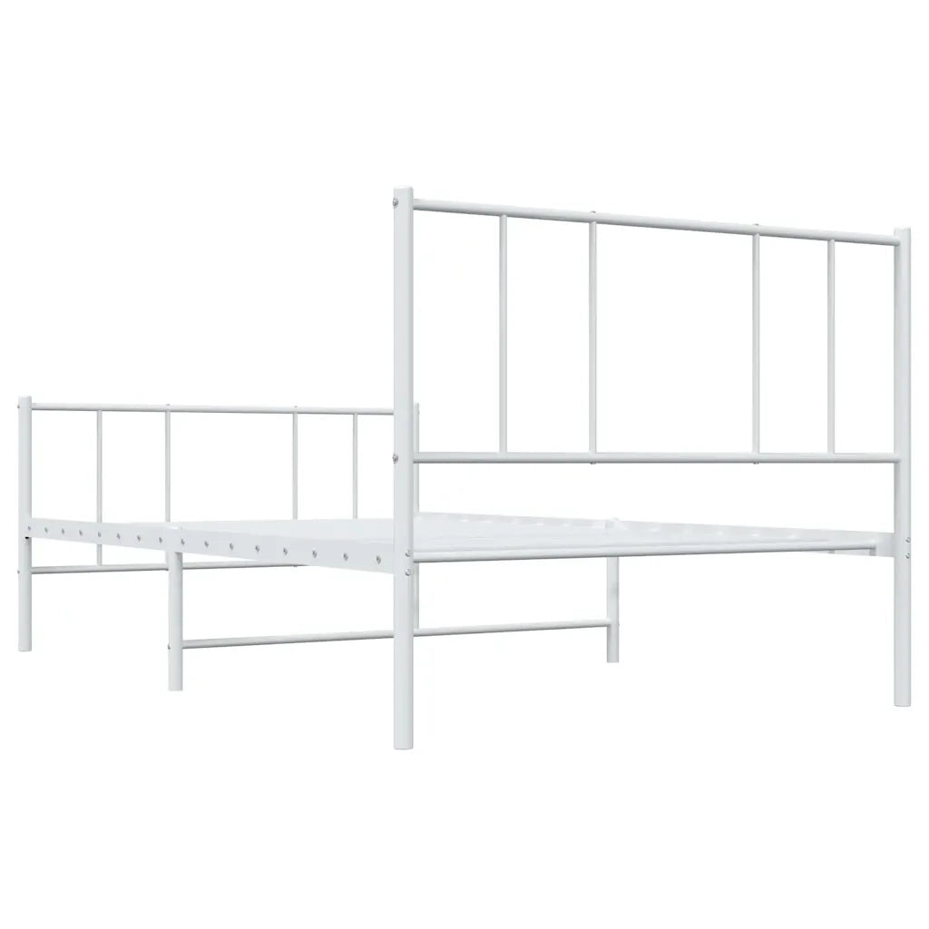 Giroletto con Testiera e Pediera-Struttura Letto Metallo Bianco 90x190 cm 505085