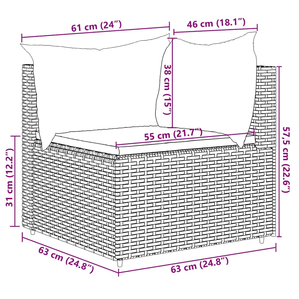 Set Divani da Giardino 5 pz con Cuscini Nero in Polyrattan 3308088