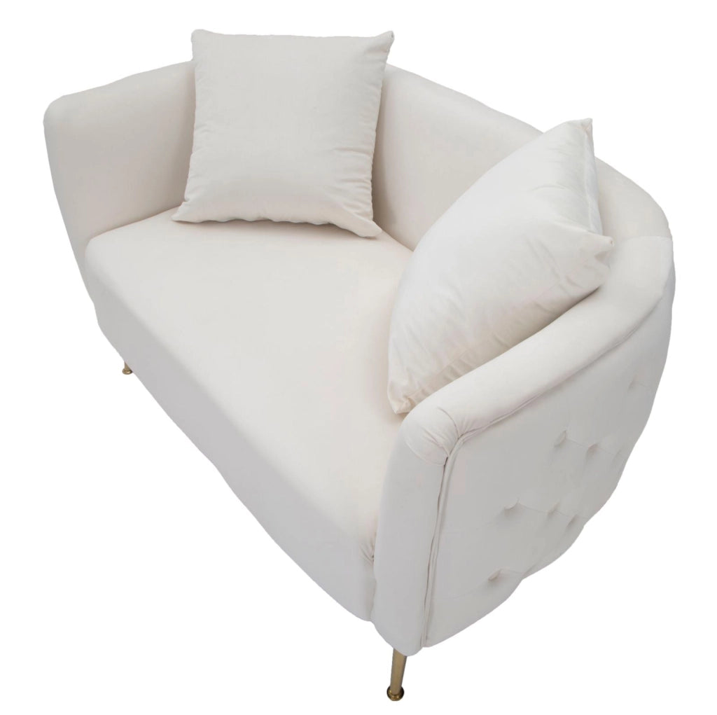 Divanetto Bucarest Crema 127x74x73 cm Legno e Spugna e Tessuto e Metallo Crema e Oro