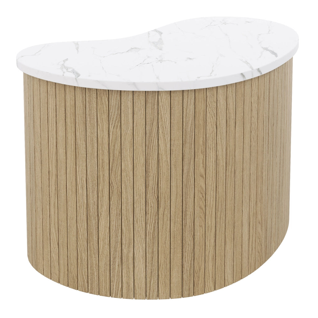 Tavolino moderno minimalista - Zephmum- Effetto marmo e legno stile scandinavo multifunzionale