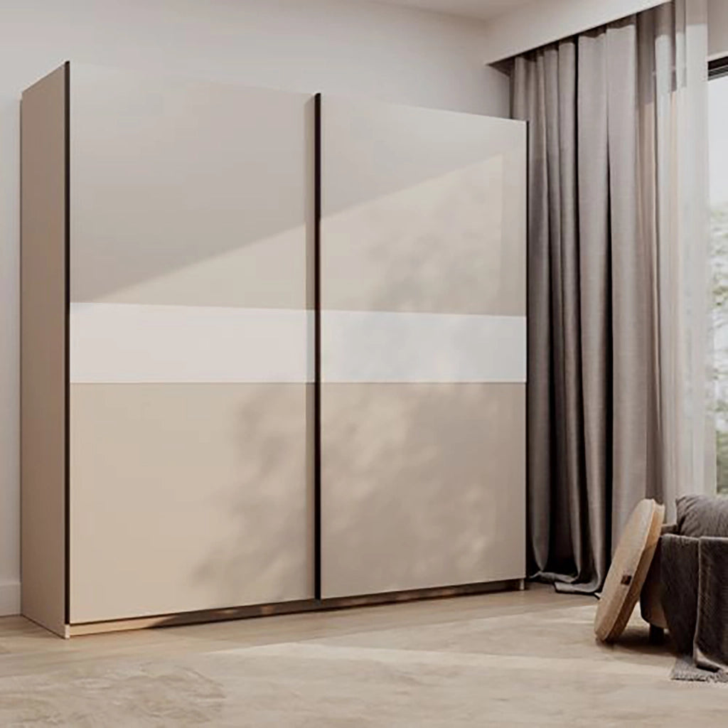 Armadio Camera da Letto Nalika, Guardaroba 2 Ante 2 Ripiani, 200x204h cm Beige Cashmere