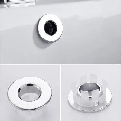 Ghiera con foro cromata per troppo pieno lavabo e bidet da 24 o 28 mm
