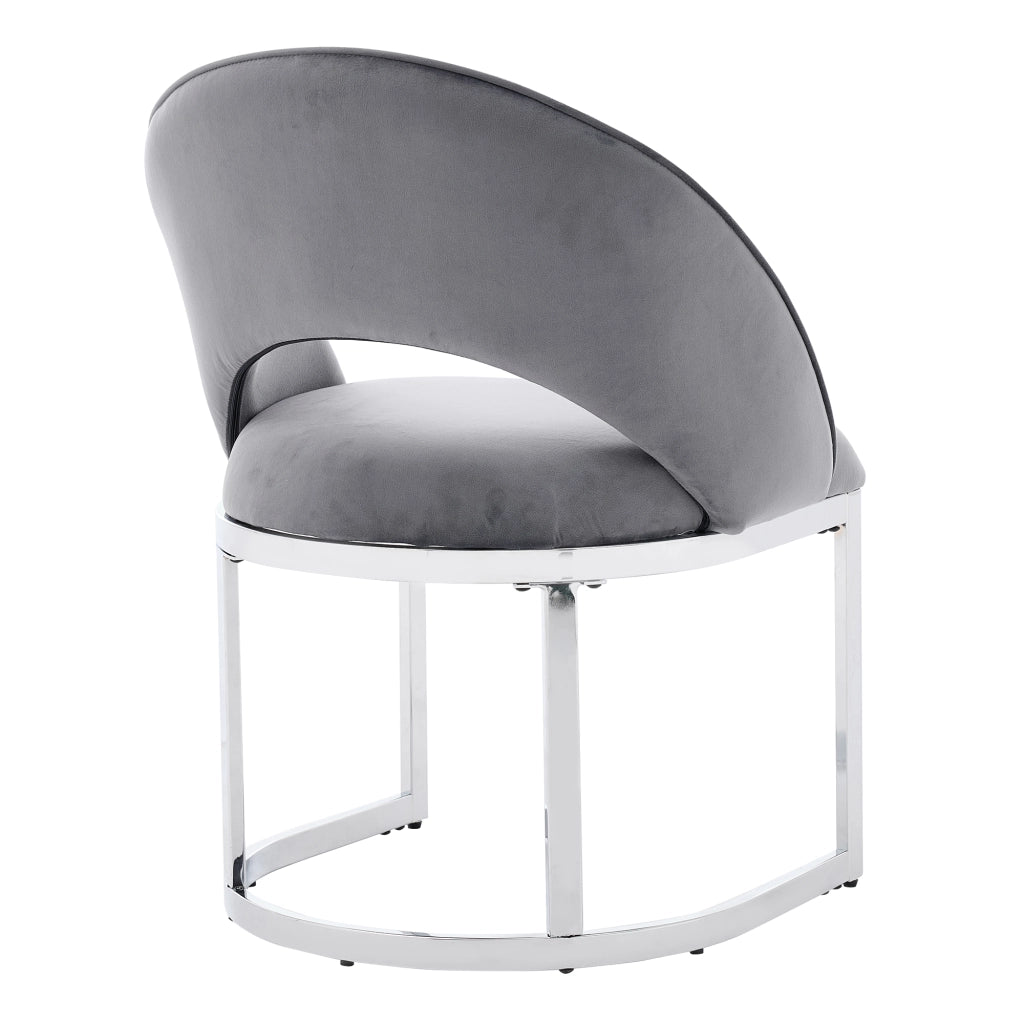 Set di 2 sedie da pranzo in velluto grigio con gambe in metallo argentato, design moderno, montaggio semplice