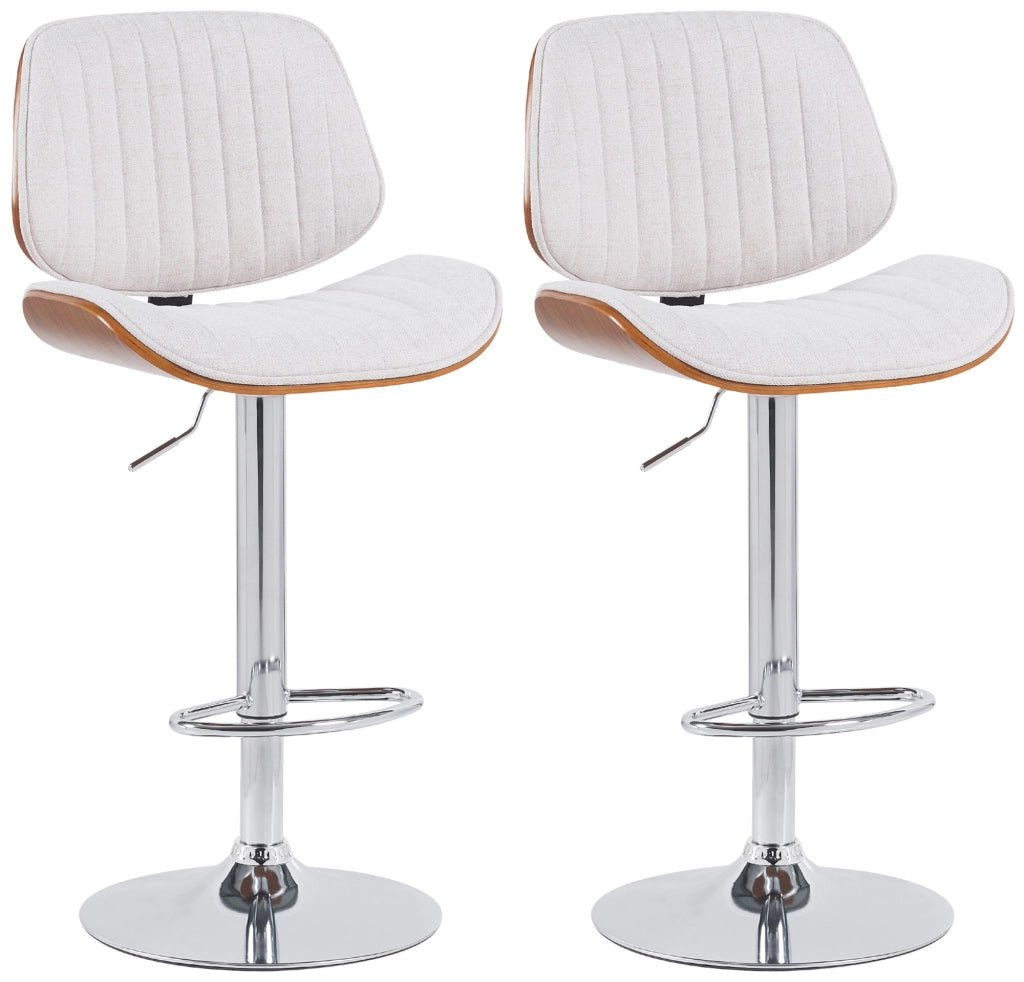 Set di 2 sgabelli da bar Clawson in tessuto cromato 2