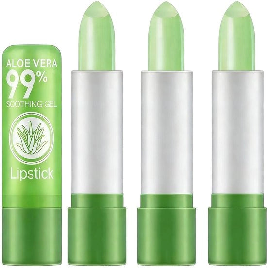 Set di 3 Balsami per Labbra con Cambio di Colore - Aloe Vera - Idratante - Ingredienti Nutrizionali - Reattivo alle Temperature - 3 pezzi