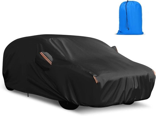 Hoes Auto 10 laags - Impermeabile, Resistente allo Scorrimento e Protezione UV - Con Panno di Cotone - Nero S1 per Sedan 420-450 cm