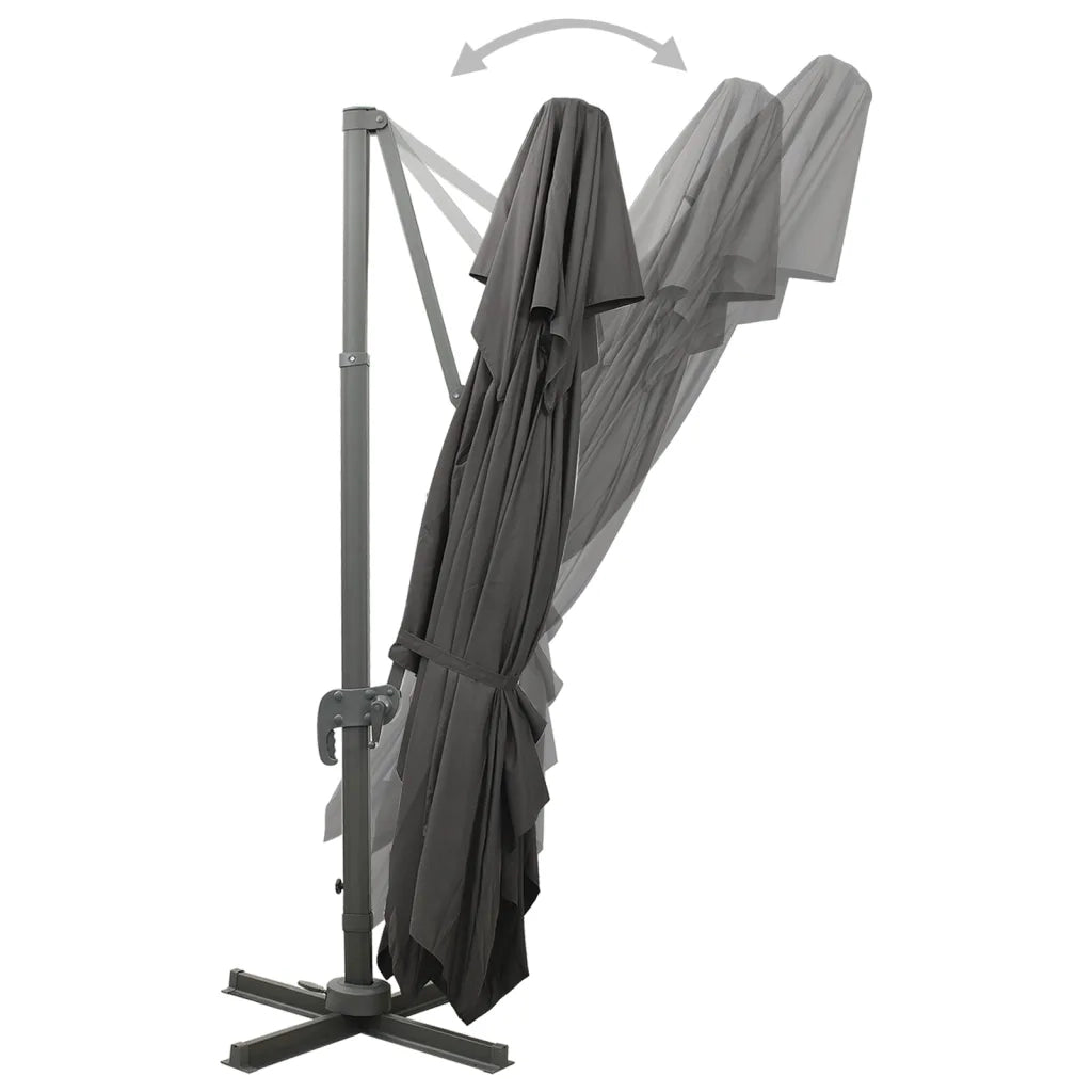 Ombrellone a Sbalzo con Doppia Copertura 400x300 cm Antracite cod mxl 21379