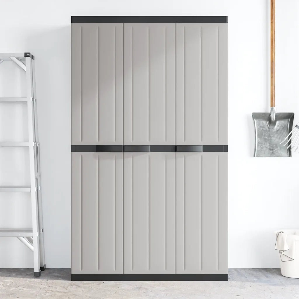 Armadio da Esterno Grigio e Nero 97x37x165 cm in PP 364203