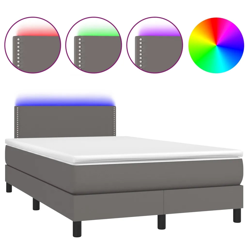 Giroletto Molle con Materasso e LED Grigio 120x200cm Similpelle 3134157