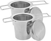Teiera per tè - 2 pezzi - Teiera metallica in acciaio inossidabile 304 - Con coperchio e maniglia pieghevole - Teiera per tè, tazza, tazza - Per la preparazione di tè in bustina - Teiera - Teiera metallica - Accessori per il tè