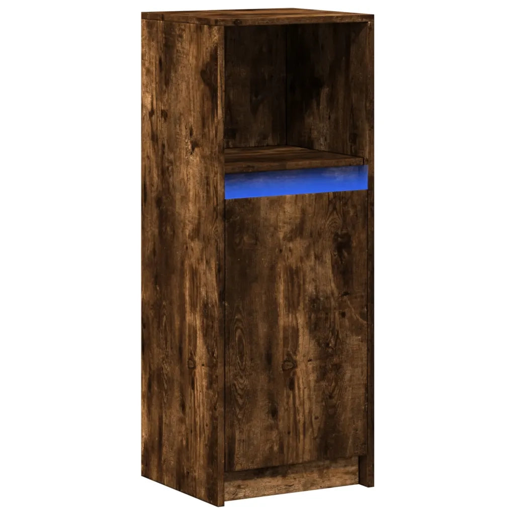 Credenza con LED Rovere Fumo 38x34x100 cm in Legno Multistrato