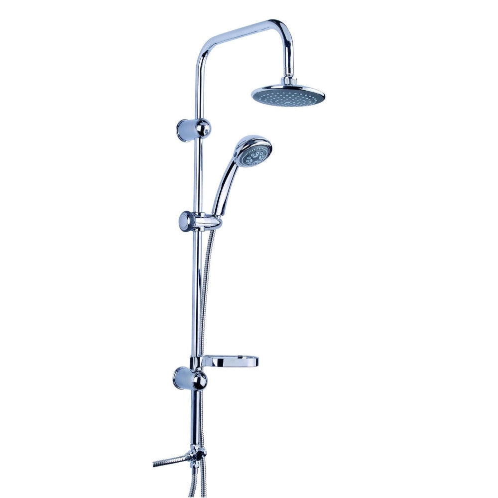 Trade Shop - Asta Saliscendi Cromata Colonna Doccia Soffione Fisso Doccetta Saturno 9003 -        2