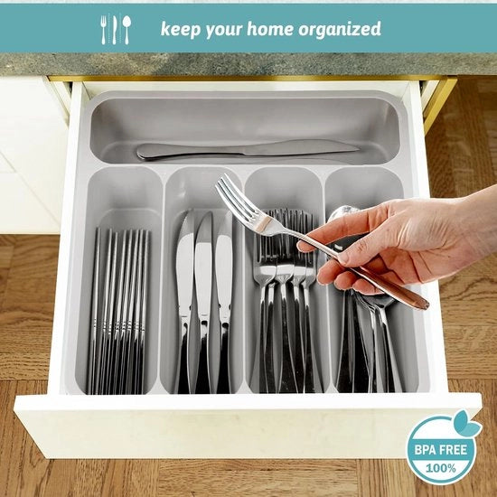 Organizzatore di accessori per la cucina estensibile - Organizzatore di argenteria regolabile per contenitori di cucina