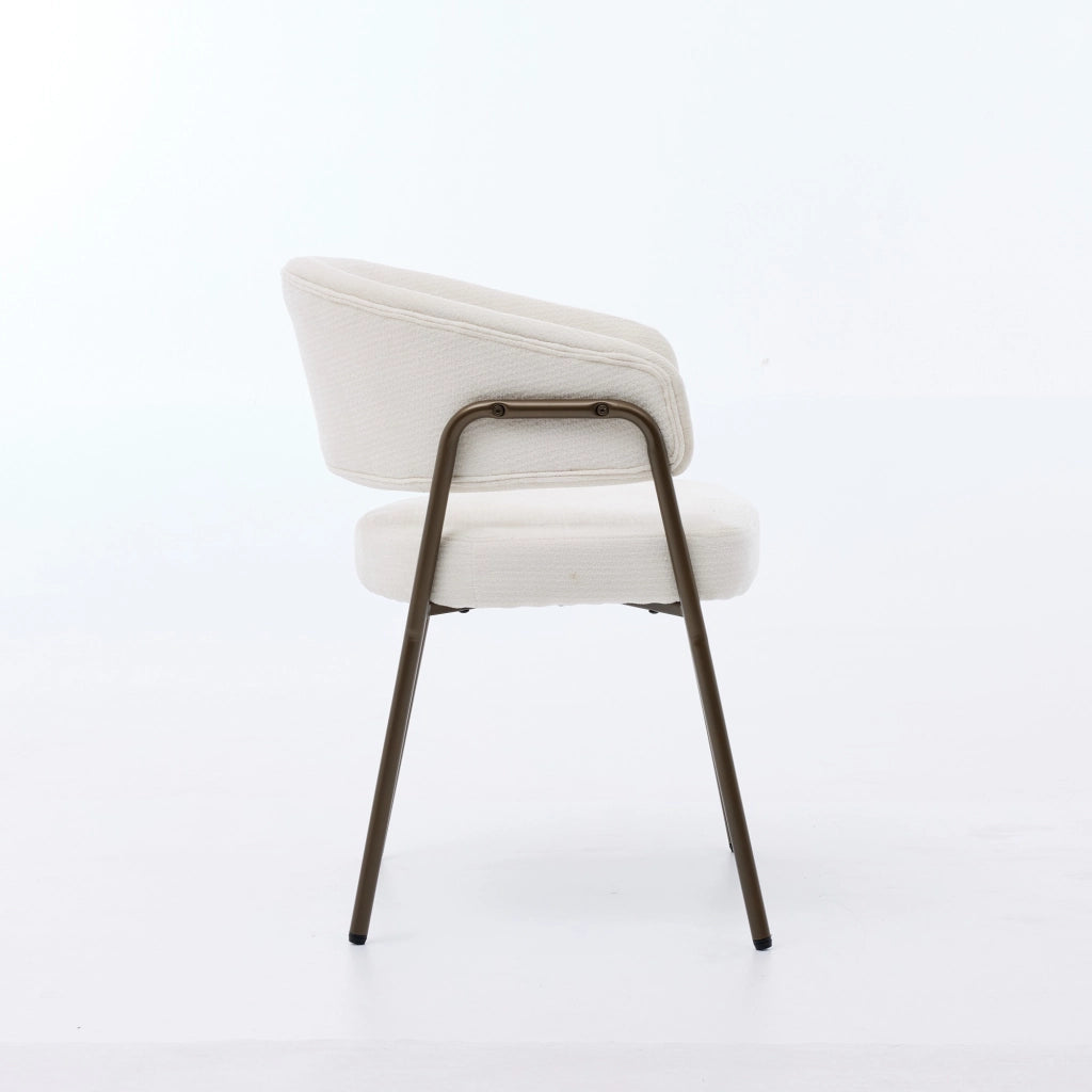 Sedia da Pranzo Imbottita con Braccioli ¨C MINIMAL ¨C Velluto Beige, Gambe in Metallo Ottone