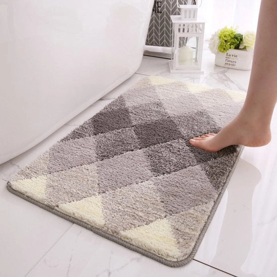 Tappeto per bagno a griglia con disegno colorato, tappeto assorbente per pavimento e tappeto per la zona dei piedi