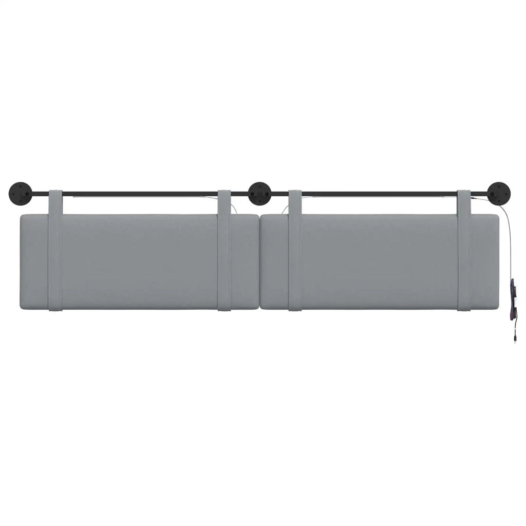 Testiera sospesa Con luce LED Grigio Chiaro Tessuto