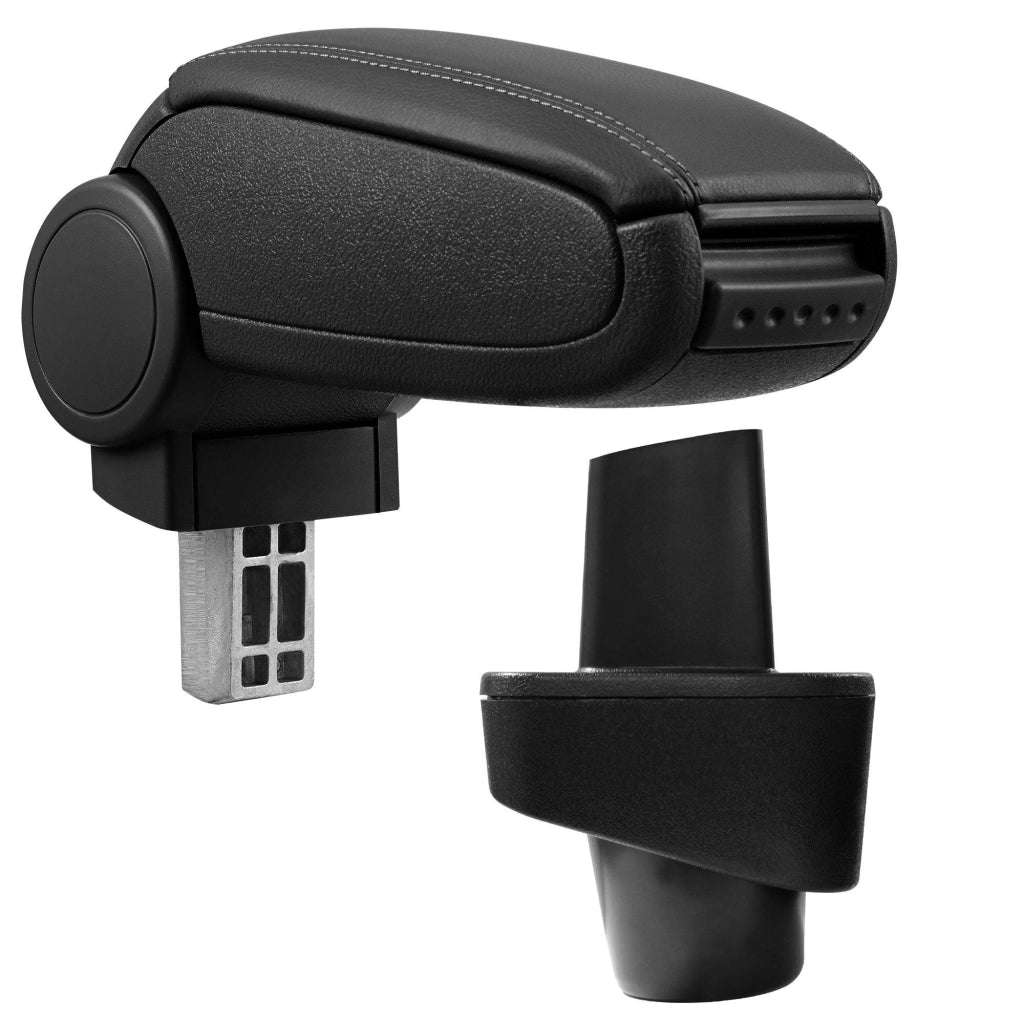 Bracciolo centrale per Renault Clio III con scomparto imbottito in similpelle nera con cuciture nere 03_0000637