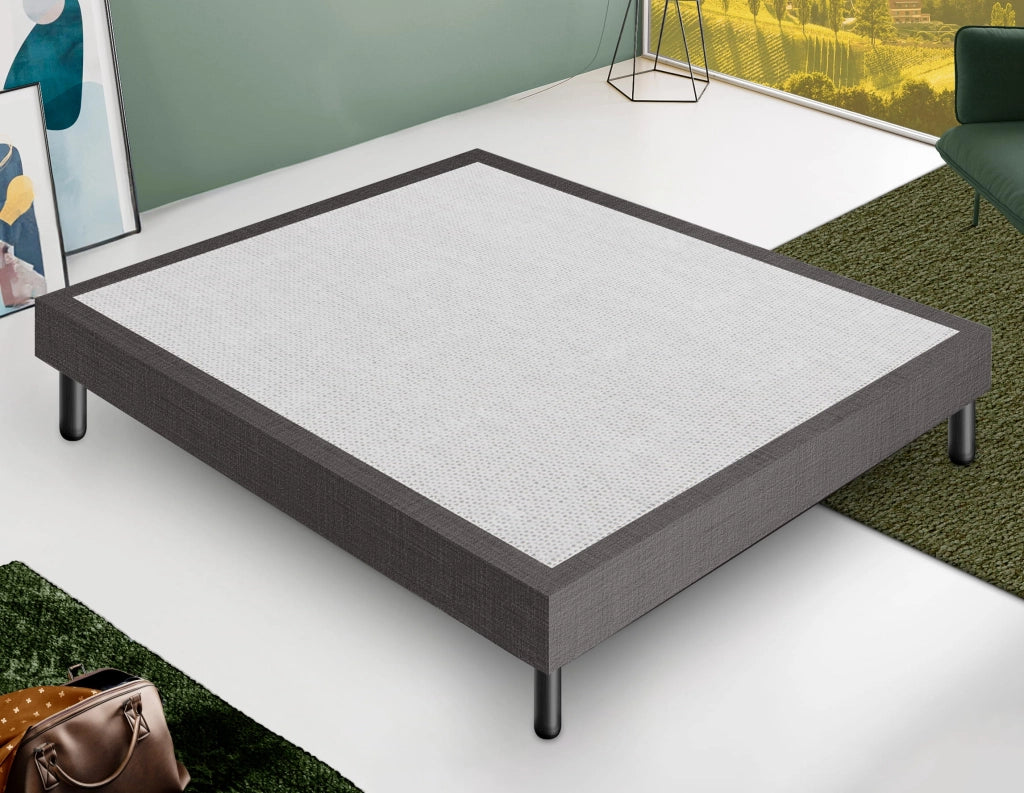 Letto Sommier Singolo 90x200 Grigio Scuro Rivestito - Resistente fino a 120 Kg per Persona