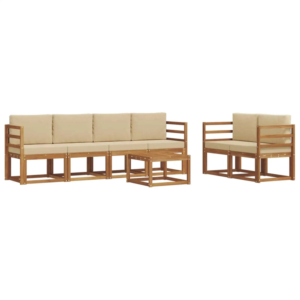 Set di divani da esterno con cuscino 7 pcs Naturale e Beige 3366031
