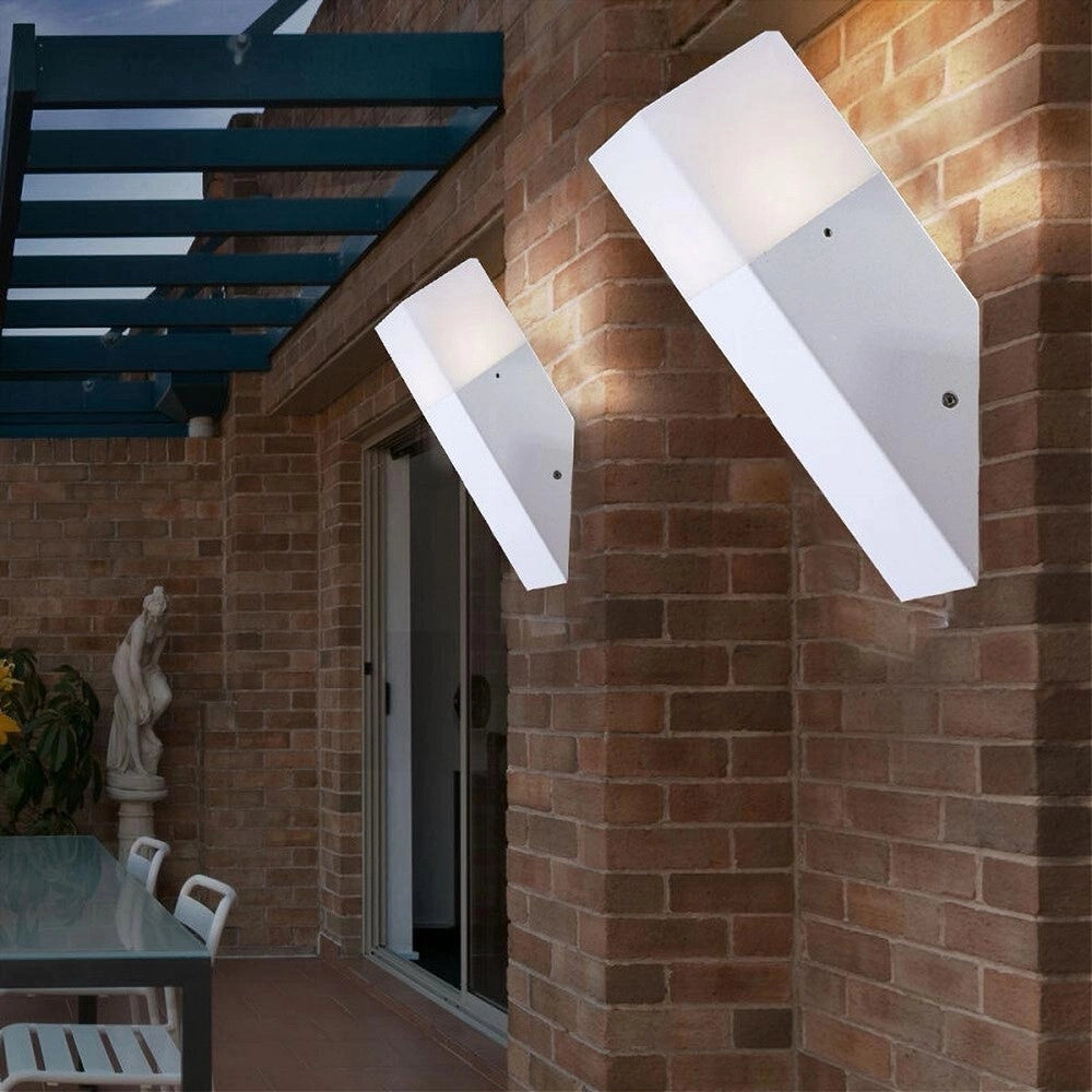 Trade Shop - Applique A Muro Obliquo Esterno Attacco E27 In Alluminio Lampada Parete Ip44 B250 - Bianco