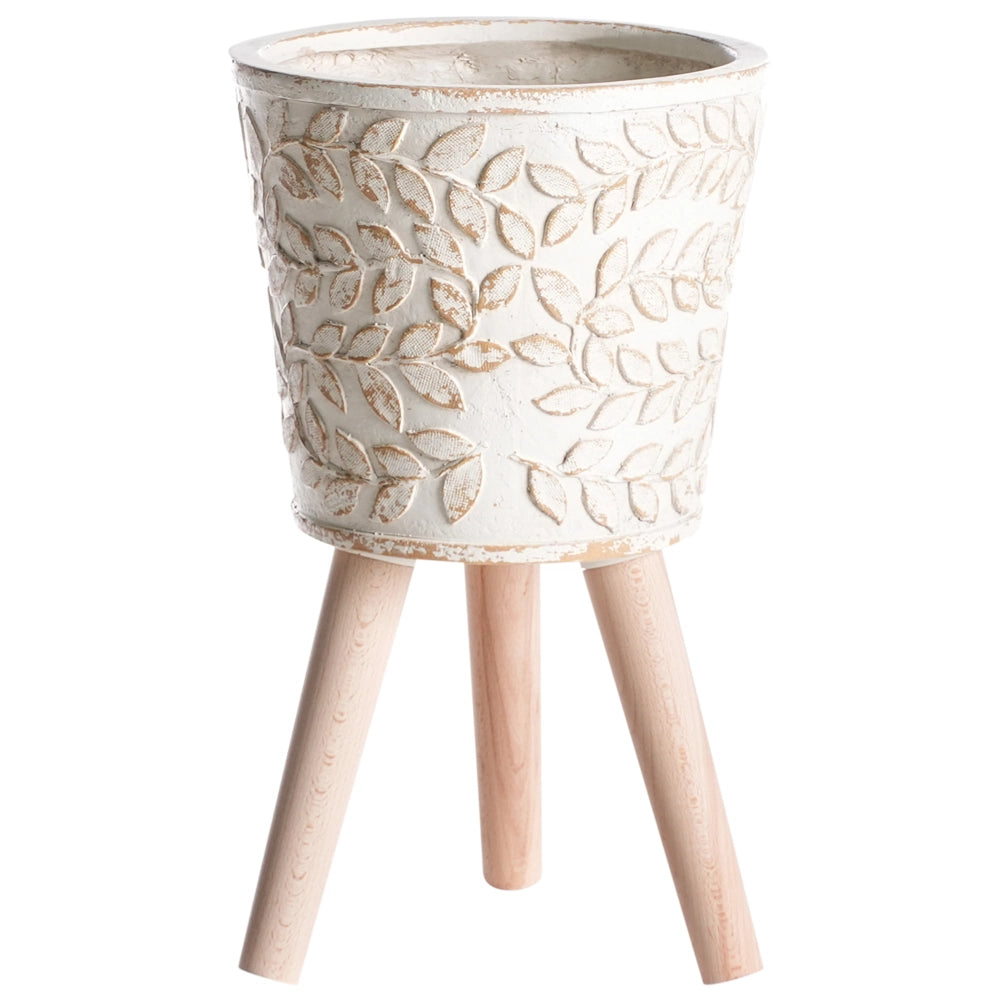 Vaso per piante bianco sporco MgO in stile antico per interni e per esterni
