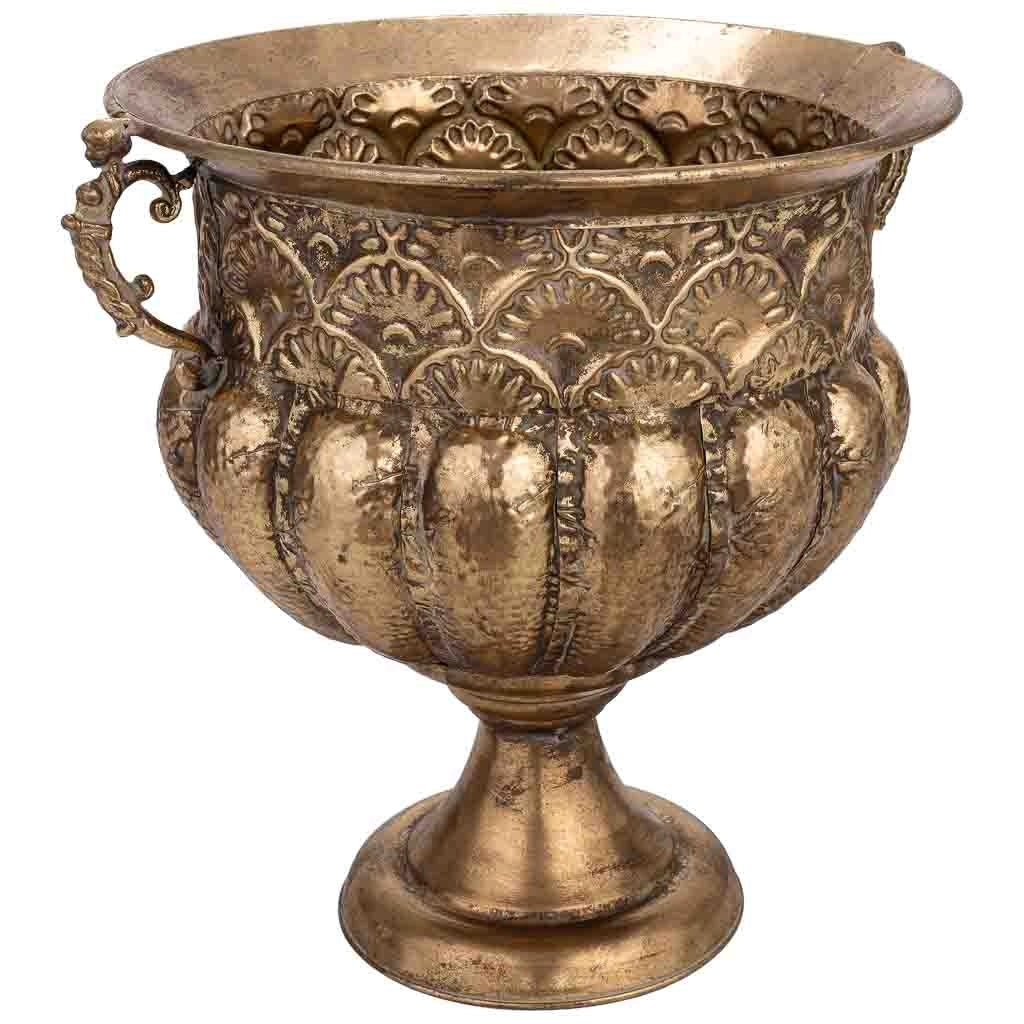 Vaso da fiori in metallo dorato 51,5x45x50h cm