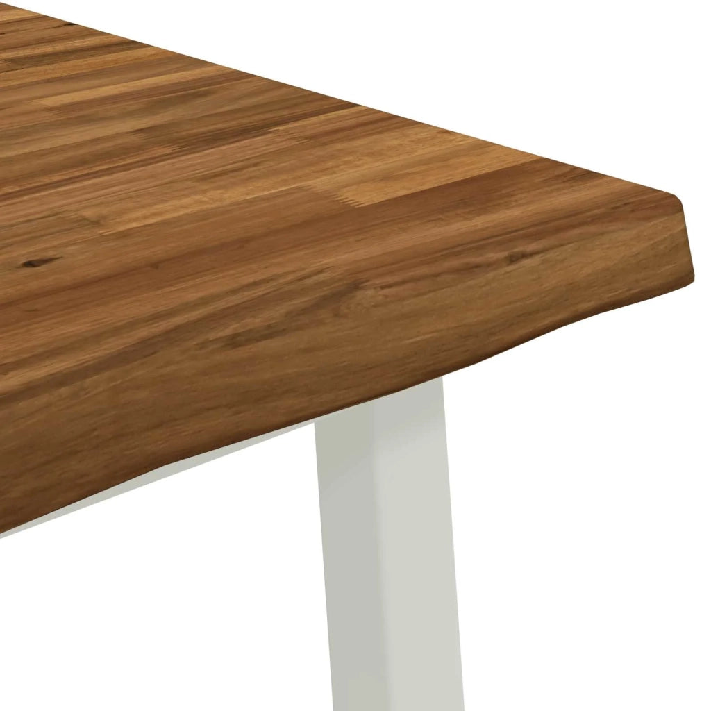 140 x 80 x 75 cm Legno di Acacia Massello Naturale e Bianco 937527