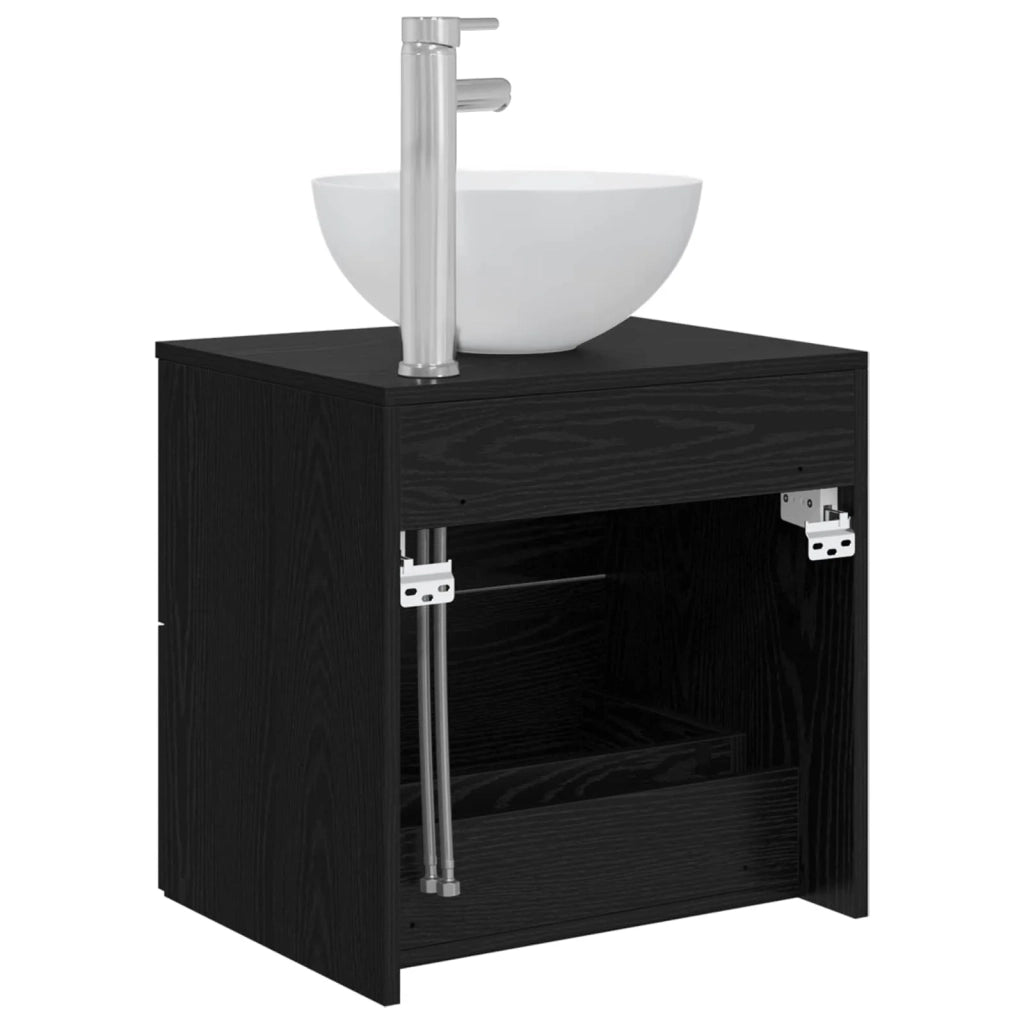 Mobile Lavabo da Parete Rovere Nero 49,5 x 41 x 64,5 cm 890263