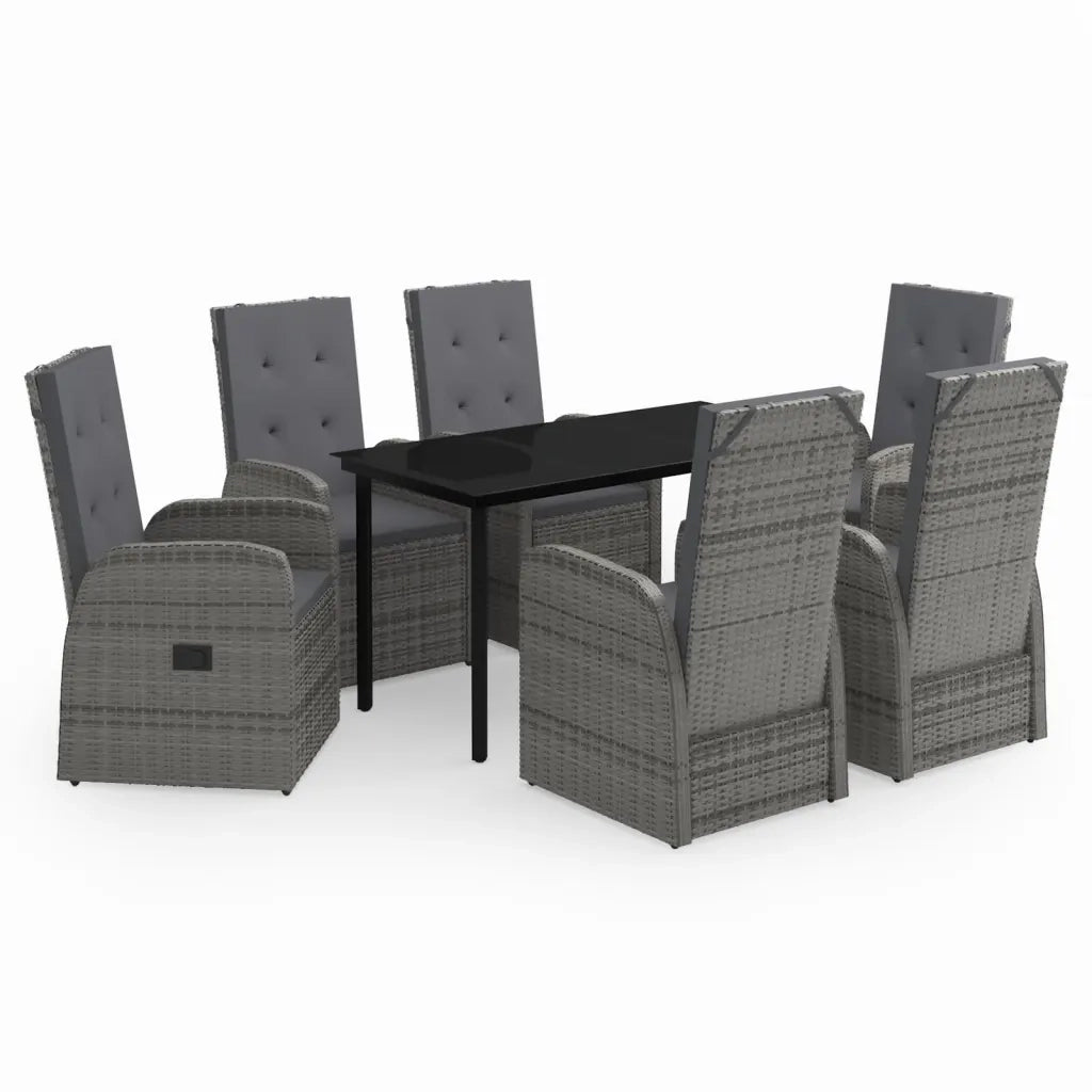 Set Mobili da Pranzo da Giardino con Cuscini 7 pz Grigio cod mxl 41679