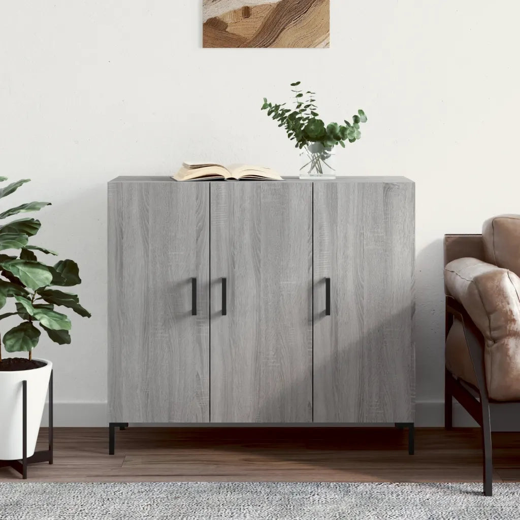 Credenza Grigio Sonoma 90x34x80 cm in Legno Multistrato 828114