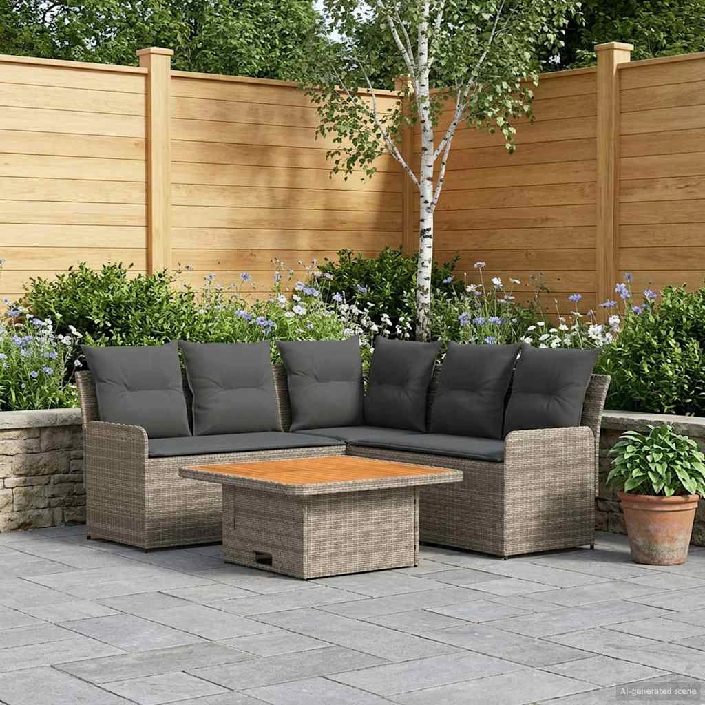 Set di Mobili 4 pz Grigio e Grigio Scuro Rattan in PE 3422176
