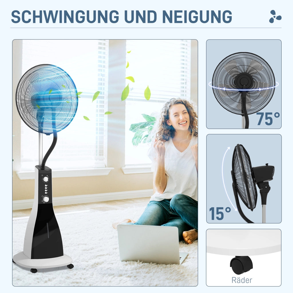 Ventilatore Umidificatore 2 in 1 ¨C zephmum ¨C Nero 44.5x38.5x120 cm