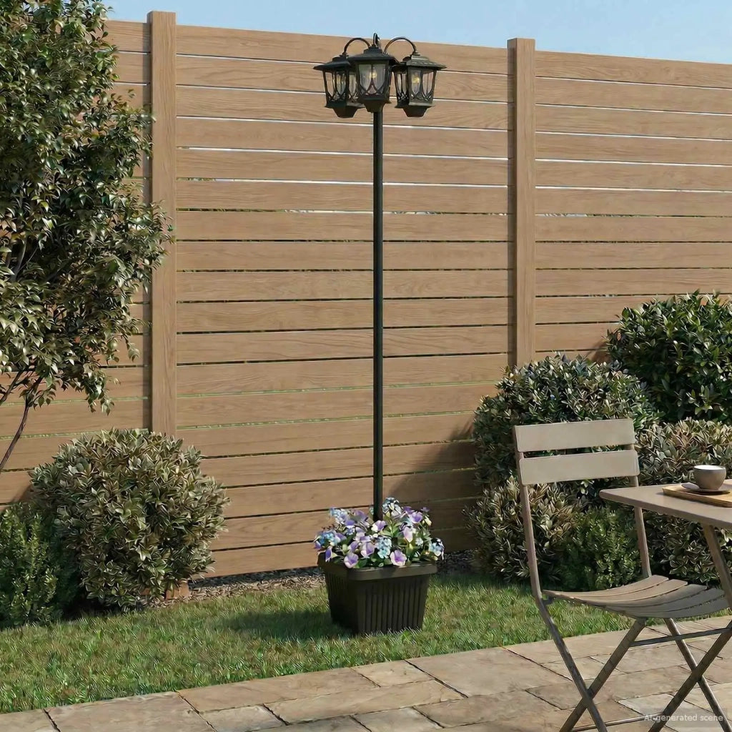 Lampione a 3 teste Nero 32 x 32 x 188 cm Alluminio e ABS 42042696
