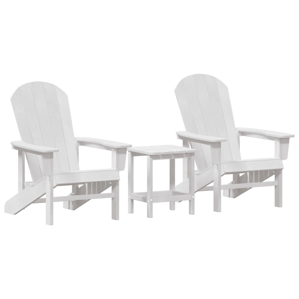 Set Lounge da Giardino 3 Pezzi Bianco HDPE