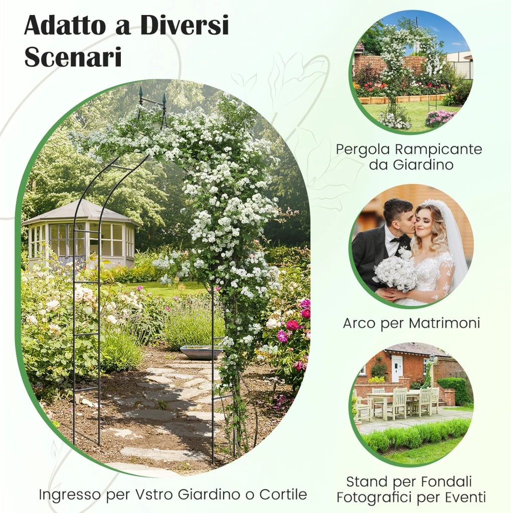 Arco da Giardino in Metallo Decorativo, Pergolato da Esterno per Piante Rampicanti, Arco da Giardino per Prato, Cerimonia di Matrimonio e Decorazioni per Feste