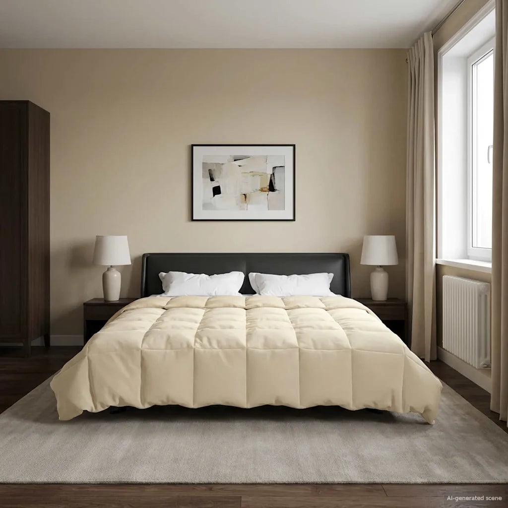 Duvet Invernale Trapuntato Crema 200 x 240 cm Microfibra 42026149