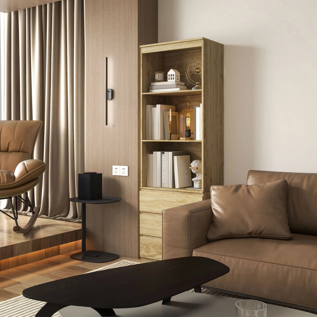 Libreria con cassetti ¨C zephmum ¨C legno effetto rovere 60x35x180 cm