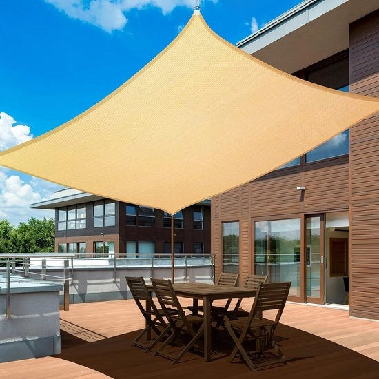 Zona solare rettangolare, 3,6 x 4,8 m, ombreggiante tenda, 95% protezione UV, zonatura respirante per terrazza, giardino, pergola, giardino posteriore, colore sabbia