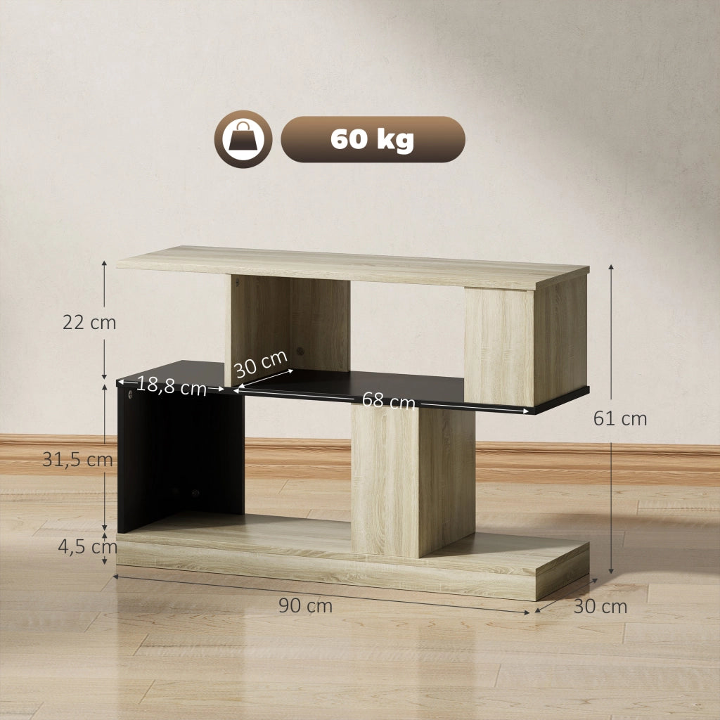 Tavolino da caff¨¨ a 3 livelli ¨C Xylo ¨C Legno naturale nero 90x30x61 cm