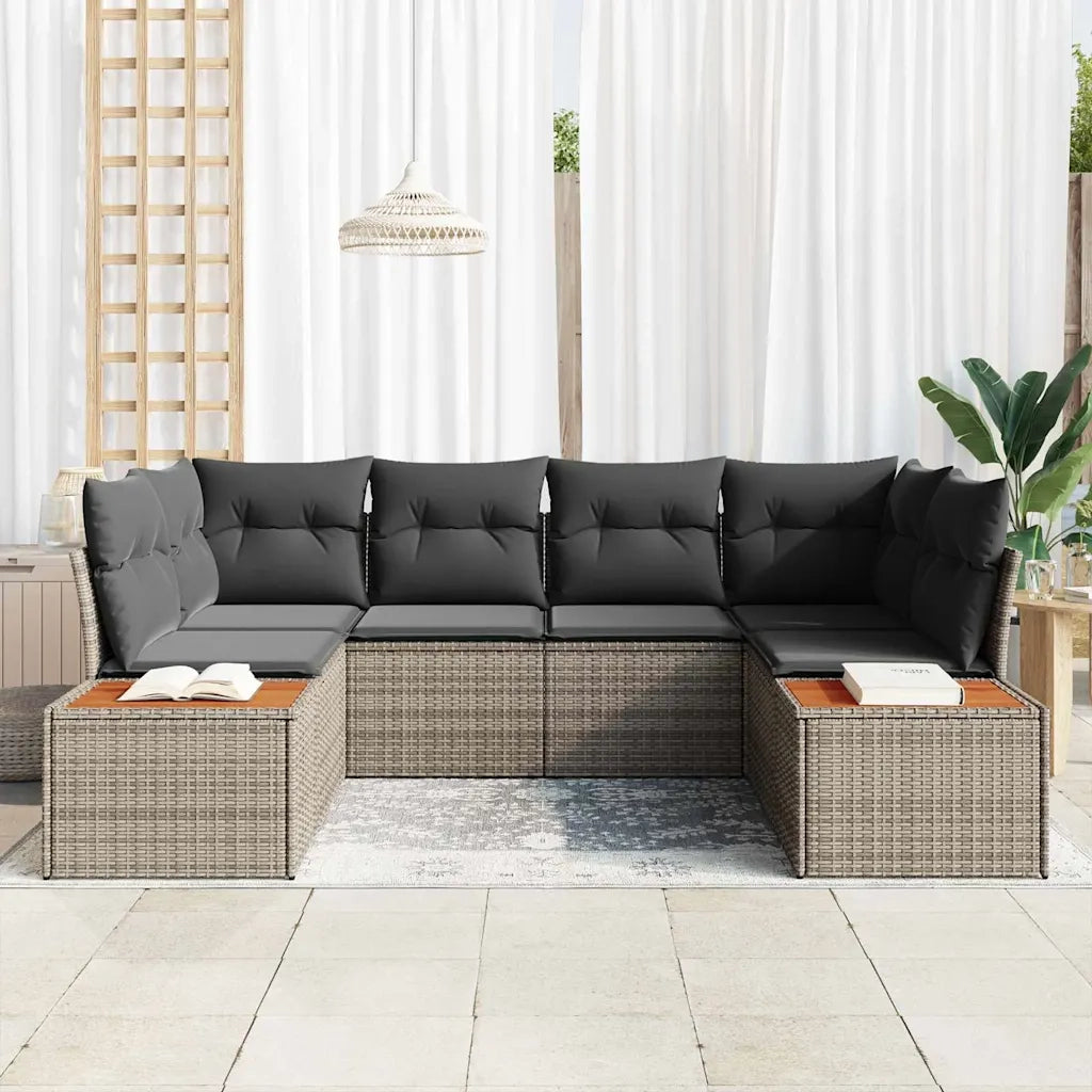 Set Divano da Giardino con cuscino 6 pcs Grigio polyrattan 3348155