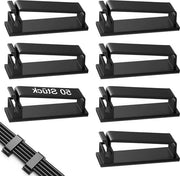 50 pezzi di clip per cavi adesivi forti - Organizzatore di cavi per casa ufficio TV PC laptop - Gestione del cavo Ethernet con colla 3M nera